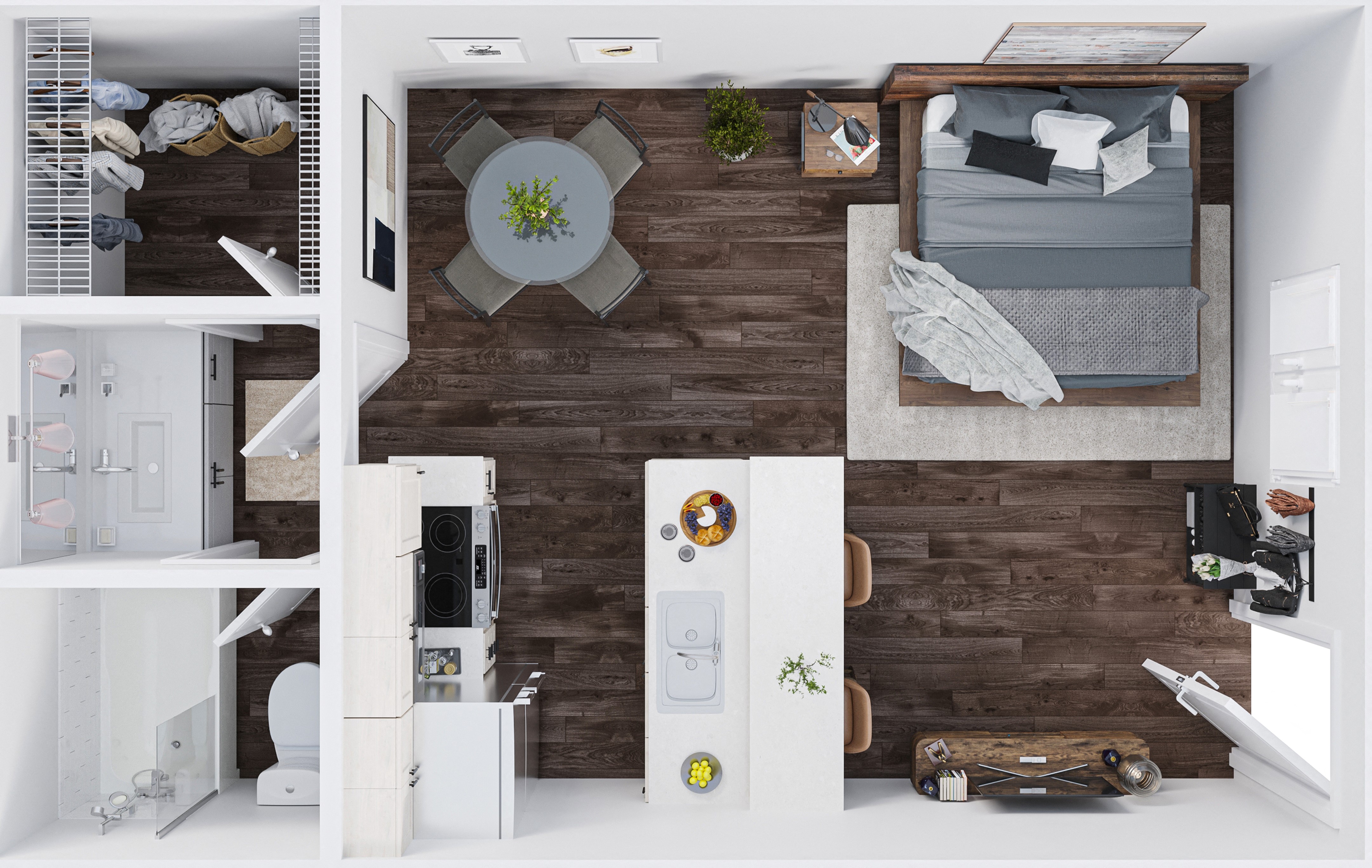 Floor plan for studio, 1 bath, 450 sqft